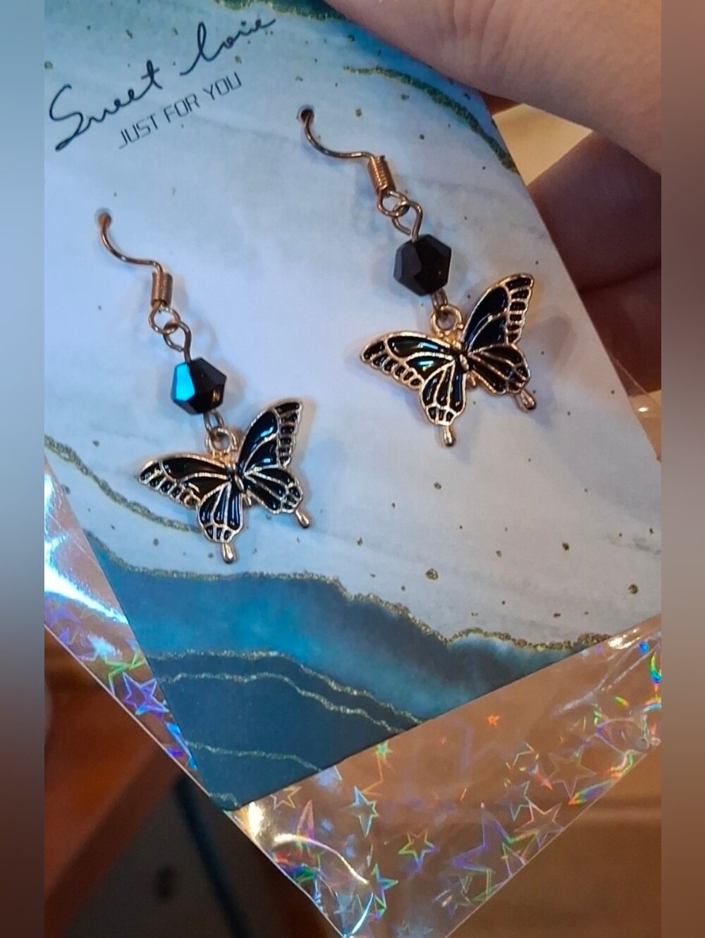 $8 Each Or Bundle 5/$20 Black & Gold Butterfly Drop Earrings